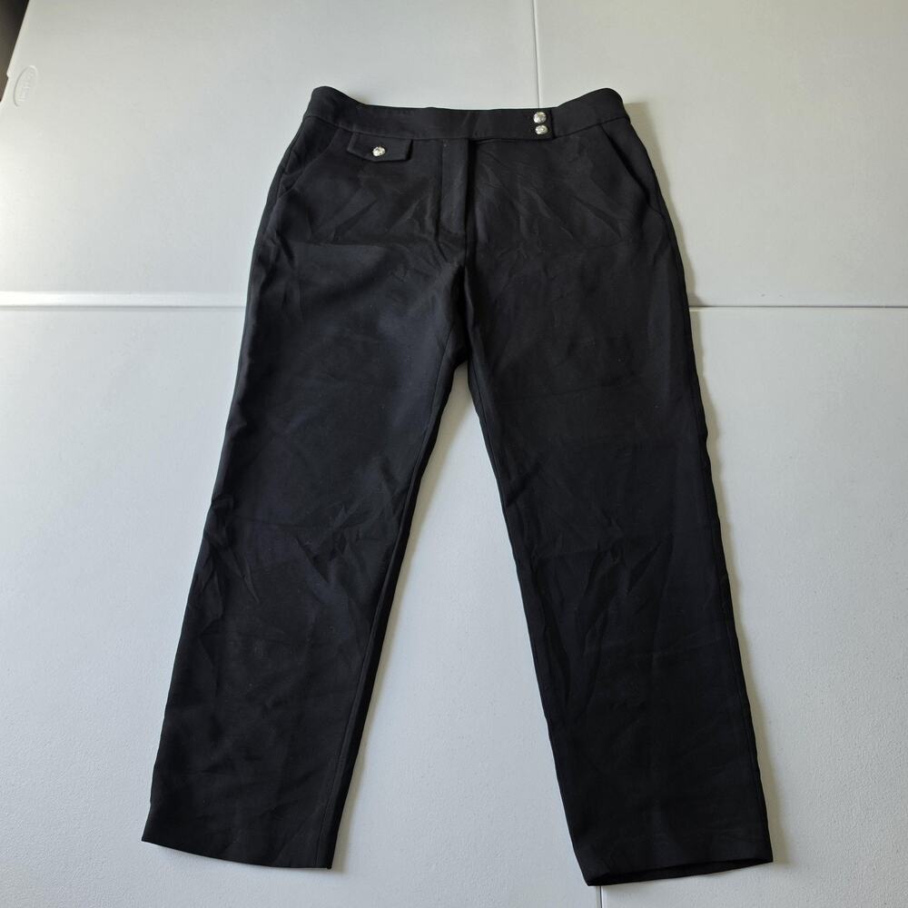 Veronica Beard Dress Pants Womens 14 Black Straight Leg Stretch Career Office